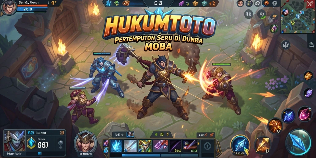 Tangkapan layar dari gameplay seru HUKUMTOTO di arena pertempuran.