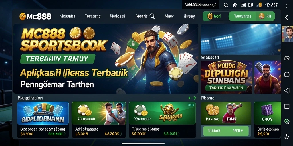 Screenshot menampilkan antarmuka pengguna MC888 saat permainan taruhan olahraga.