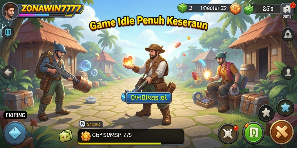 Gameplay seru ZONAWIN777 dengan pengumpulan sumber daya otomatis.